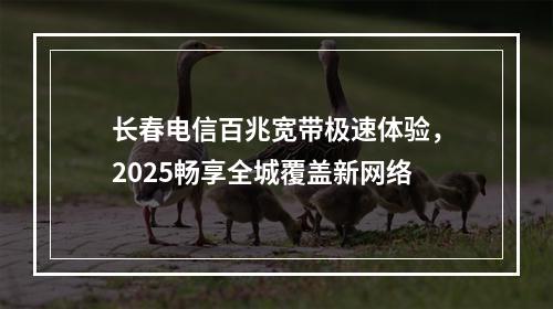 长春电信百兆宽带极速体验，2025畅享全城覆盖新网络