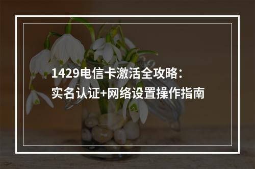 1429电信卡激活全攻略：实名认证+网络设置操作指南
