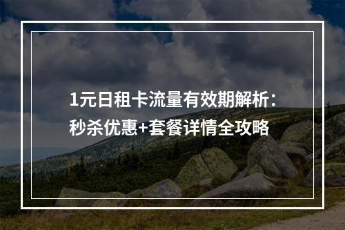 1元日租卡流量有效期解析：秒杀优惠+套餐详情全攻略