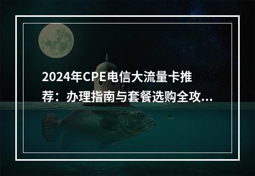 2024年CPE电信大流量卡推荐：办理指南与套餐选购全攻略
