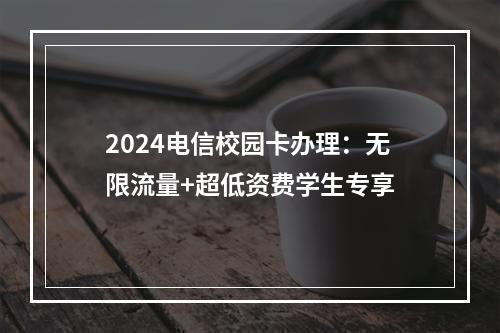 2024电信校园卡办理：无限流量+超低资费学生专享