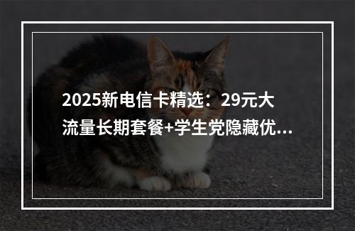 2025新电信卡精选：29元大流量长期套餐+学生党隐藏优惠