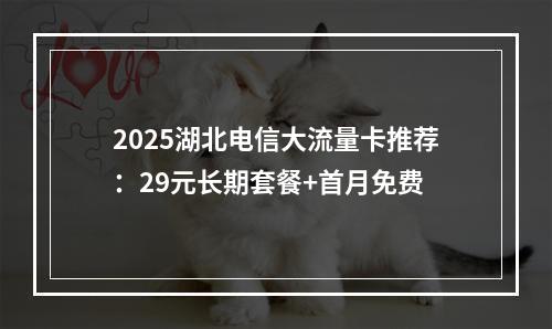 2025湖北电信大流量卡推荐：29元长期套餐+首月免费