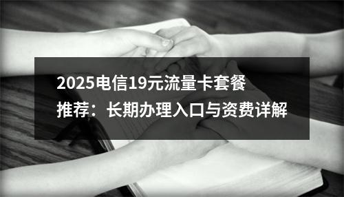 2025电信19元流量卡套餐推荐：长期办理入口与资费详解