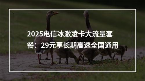 2025电信冰激凌卡大流量套餐：29元享长期高速全国通用