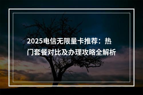 2025电信无限量卡推荐：热门套餐对比及办理攻略全解析