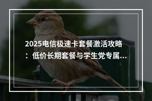 2025电信极速卡套餐激活攻略：低价长期套餐与学生党专属推荐