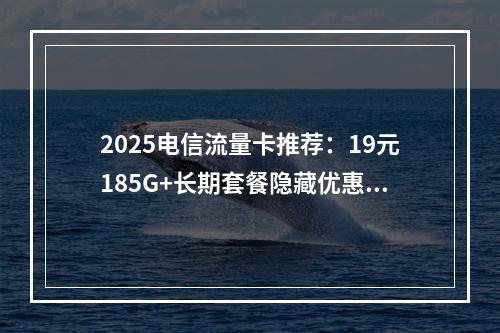 2025电信流量卡推荐：19元185G+长期套餐隐藏优惠攻略