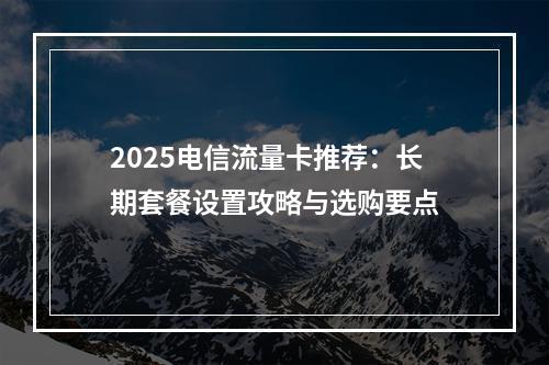 2025电信流量卡推荐：长期套餐设置攻略与选购要点