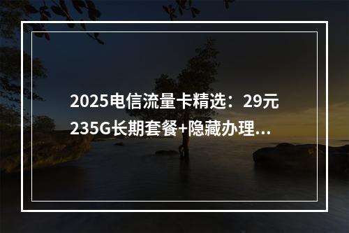 2025电信流量卡精选：29元235G长期套餐+隐藏办理攻略