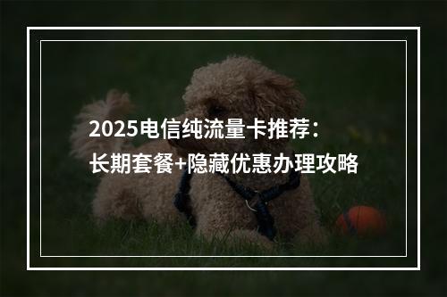 2025电信纯流量卡推荐：长期套餐+隐藏优惠办理攻略