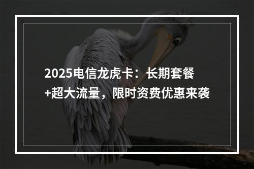 2025电信龙虎卡：长期套餐+超大流量，限时资费优惠来袭