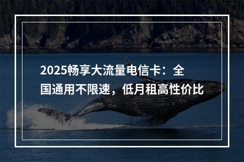 2025畅享大流量电信卡：全国通用不限速，低月租高性价比