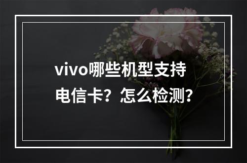 vivo哪些机型支持电信卡？怎么检测？