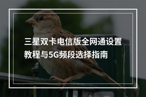 三星双卡电信版全网通设置教程与5G频段选择指南