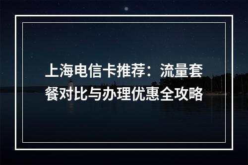 上海电信卡推荐：流量套餐对比与办理优惠全攻略