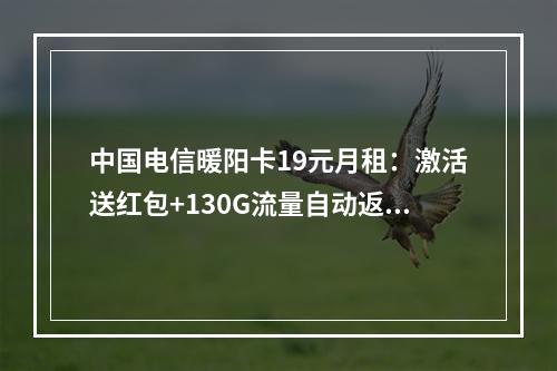 中国电信暖阳卡19元月租：激活送红包+130G流量自动返费