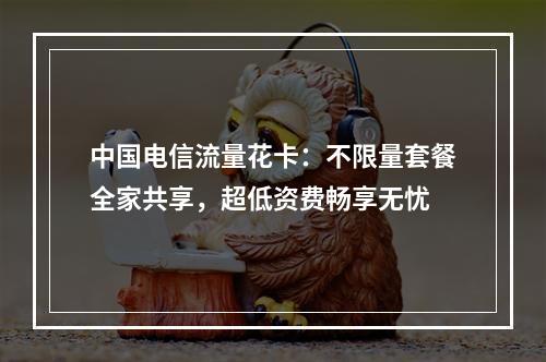 中国电信流量花卡：不限量套餐全家共享，超低资费畅享无忧