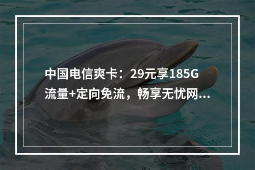 中国电信爽卡：29元享185G流量+定向免流，畅享无忧网络生活
