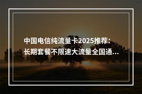 中国电信纯流量卡2025推荐：长期套餐不限速大流量全国通用