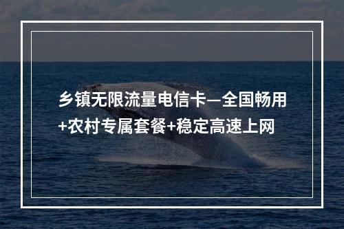 乡镇无限流量电信卡—全国畅用+农村专属套餐+稳定高速上网