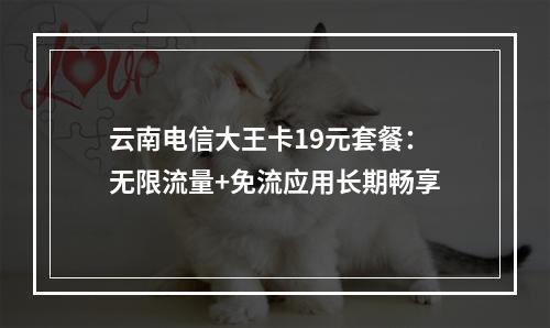 云南电信大王卡19元套餐：无限流量+免流应用长期畅享