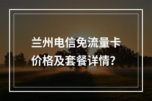 兰州电信免流量卡价格及套餐详情？