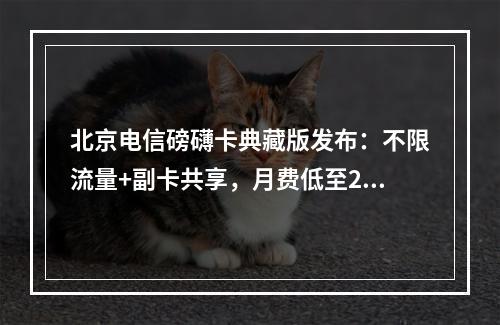 北京电信磅礴卡典藏版发布：不限流量+副卡共享，月费低至29元