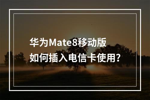 华为Mate8移动版如何插入电信卡使用？