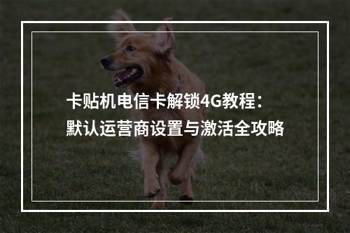 卡贴机电信卡解锁4G教程：默认运营商设置与激活全攻略