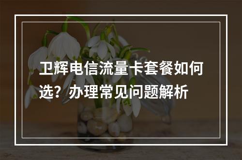 卫辉电信流量卡套餐如何选？办理常见问题解析