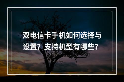 双电信卡手机如何选择与设置？支持机型有哪些？