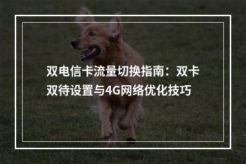 双电信卡流量切换指南：双卡双待设置与4G网络优化技巧