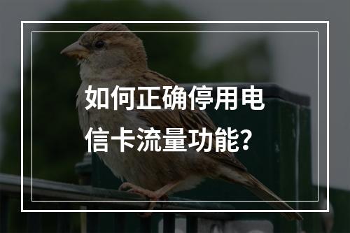 如何正确停用电信卡流量功能？