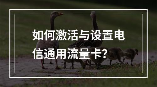 如何激活与设置电信通用流量卡？