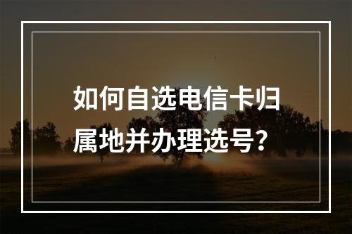 如何自选电信卡归属地并办理选号？