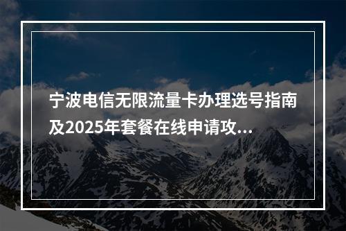 宁波电信无限流量卡办理选号指南及2025年套餐在线申请攻略