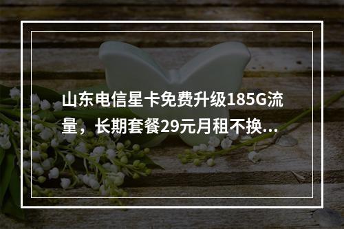 山东电信星卡免费升级185G流量，长期套餐29元月租不换号攻略