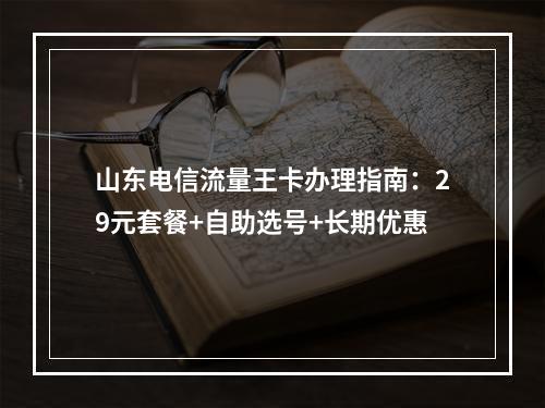 山东电信流量王卡办理指南：29元套餐+自助选号+长期优惠