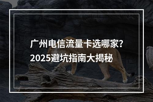广州电信流量卡选哪家？2025避坑指南大揭秘