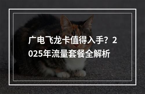 广电飞龙卡值得入手？2025年流量套餐全解析