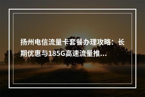 扬州电信流量卡套餐办理攻略：长期优惠与185G高速流量推荐