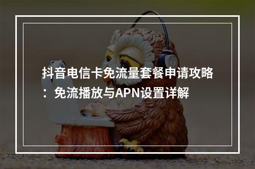 抖音电信卡免流量套餐申请攻略：免流播放与APN设置详解