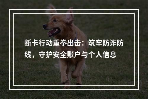 断卡行动重拳出击：筑牢防诈防线，守护安全账户与个人信息
