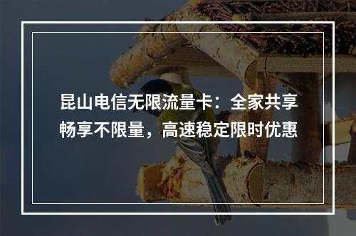 昆山电信无限流量卡：全家共享畅享不限量，高速稳定限时优惠