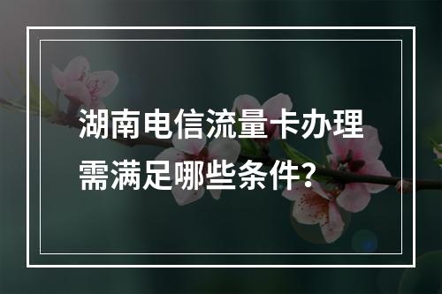 湖南电信流量卡办理需满足哪些条件？