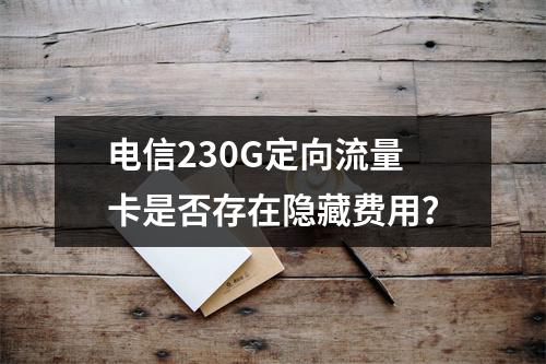 电信230G定向流量卡是否存在隐藏费用？