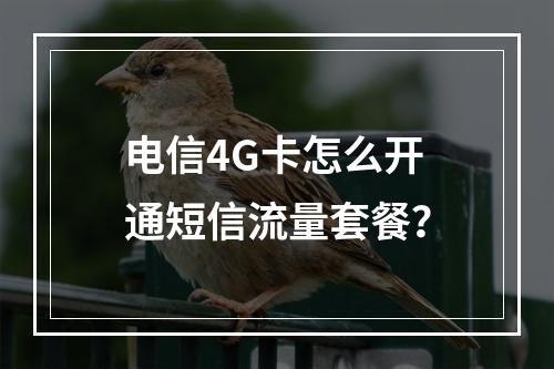电信4G卡怎么开通短信流量套餐？