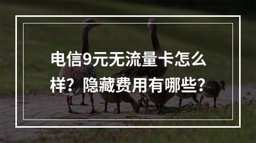 电信9元无流量卡怎么样？隐藏费用有哪些？