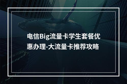 电信Big流量卡学生套餐优惠办理-大流量卡推荐攻略